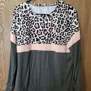 Leopard Print and Gray Women's Skirt